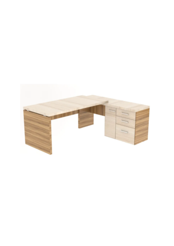 Mesa Escritório em L com Balcão e Gavetas - Foto 1