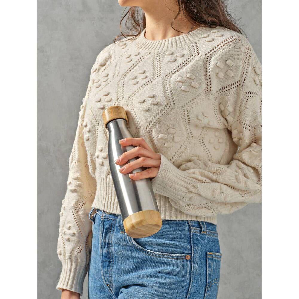 Garrafa em aço inox reciclado com tampa em bambu - Foto 1