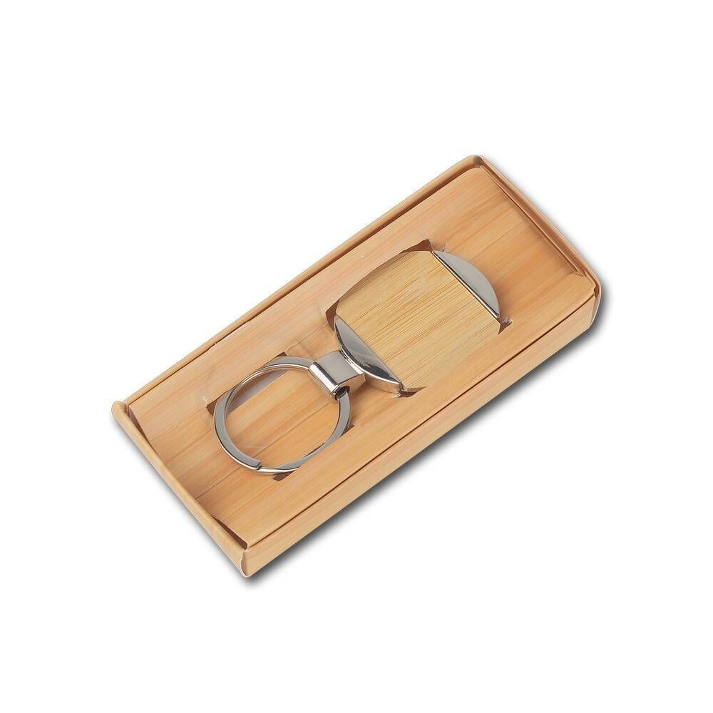 Chaveiro Metal Redondo com Bambu - Foto 2