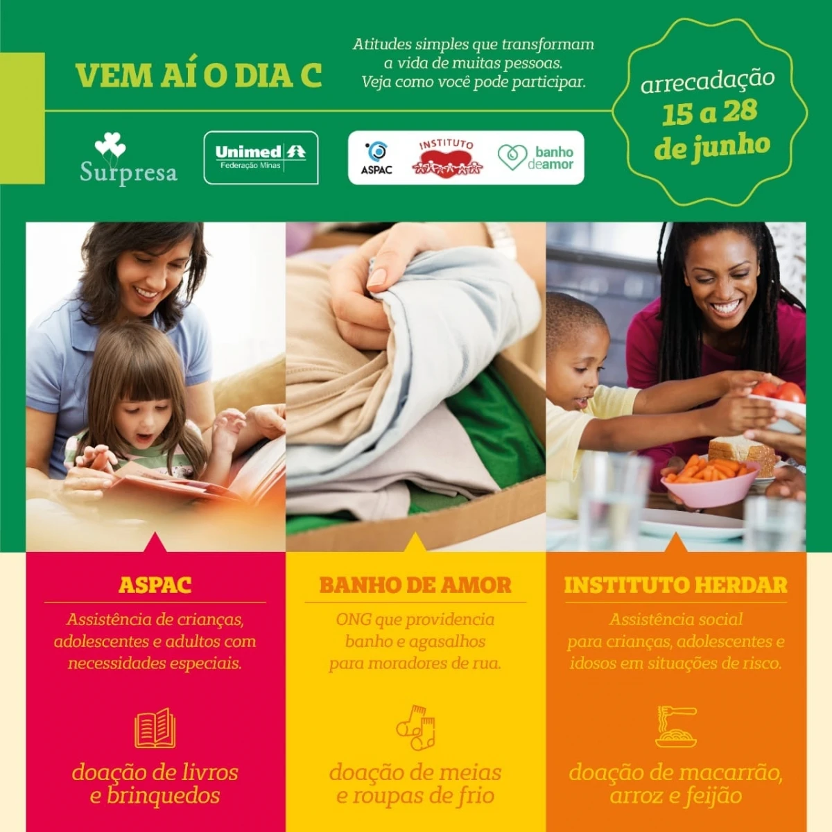 ARRECADAÇÃO PARA PROJETO SURPRESA DE 15 A 28 DE JUNHO.