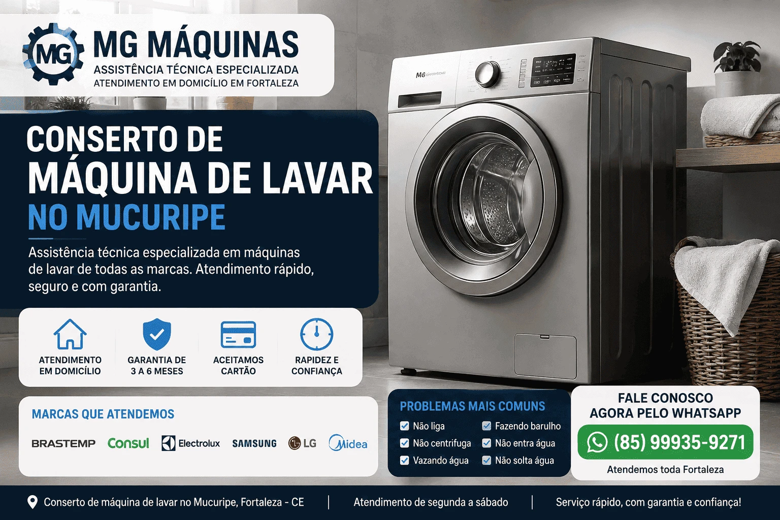 Conserto de Máquina de Lavar no Mucuripe | Assistência Técnica em Domicílio