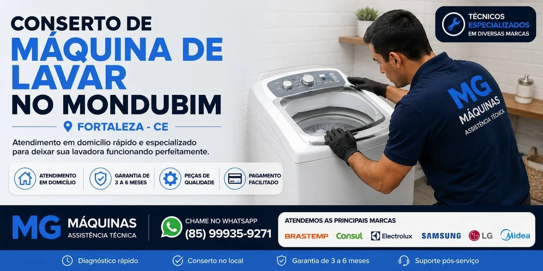 Conserto de Máquina de Lavar no Mondubim em Fortaleza