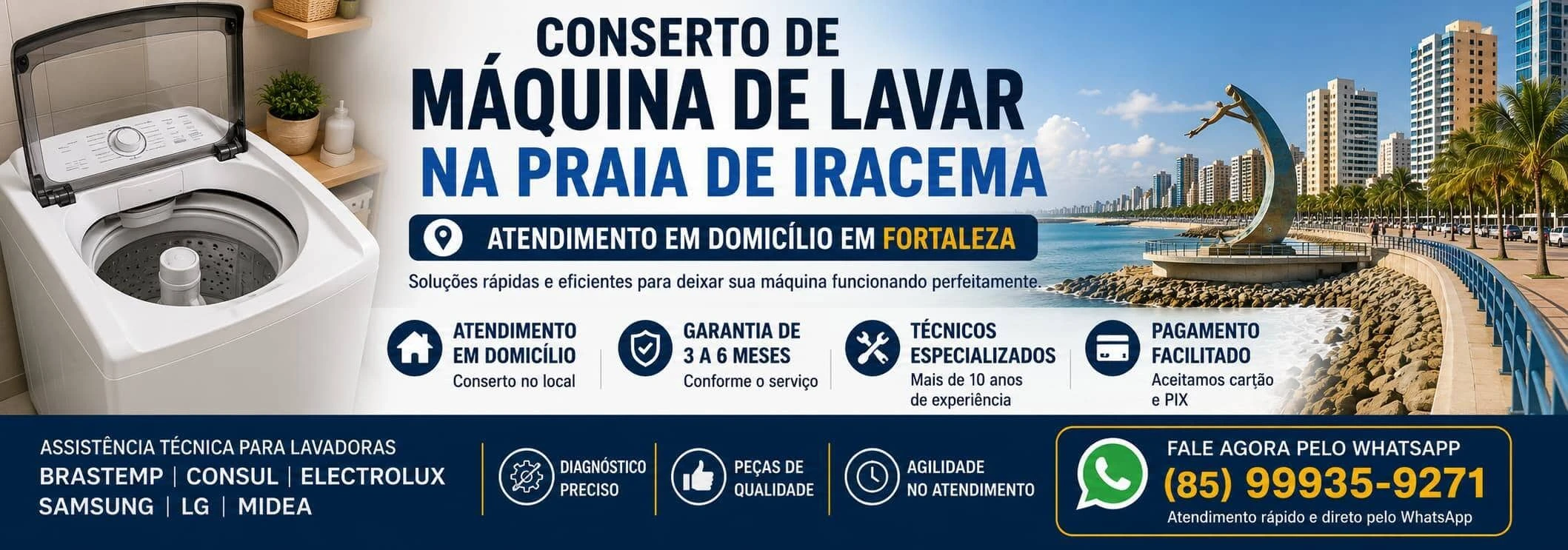 Conserto de Máquina de Lavar na Praia de Iracema em Fortaleza