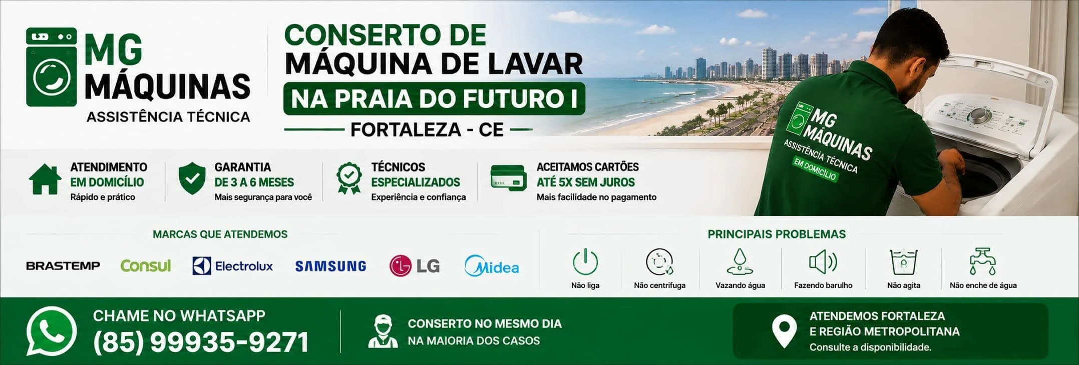 Conserto de Máquina de Lavar na Praia do Futuro I em Fortaleza