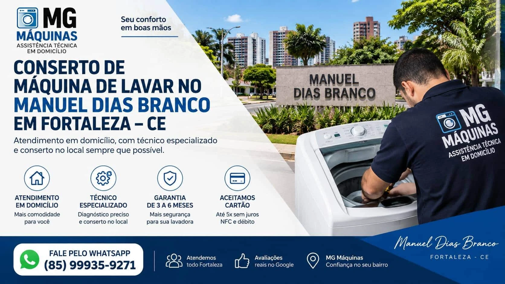 Conserto de Máquina de Lavar no Manuel Dias Branco em Fortaleza