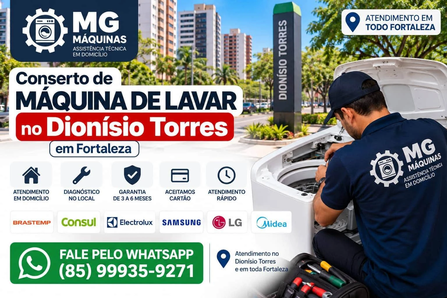 Conserto de Máquina de Lavar no Dionísio Torres em Fortaleza