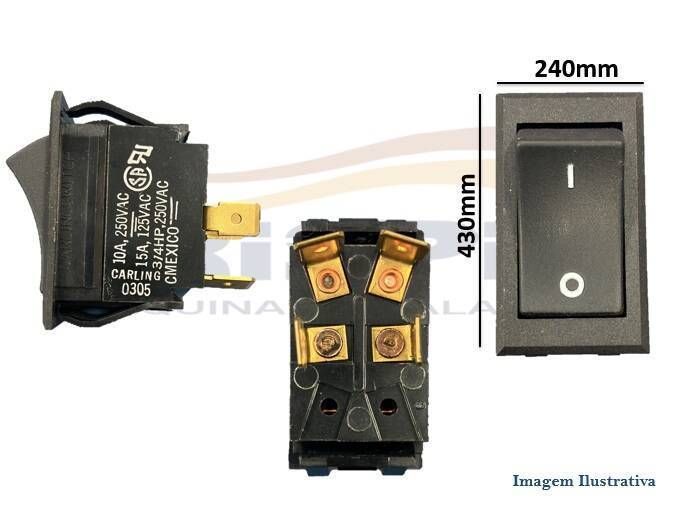 CHAVE L/D 15A 250V PRETA 43X24 S/ILUMINAÇÃO CORTA- - Foto 1