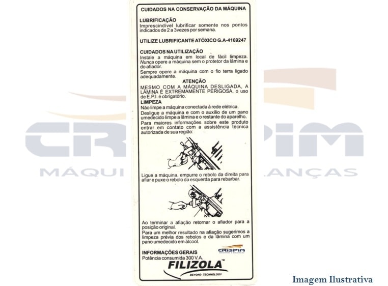 ADESIVO DE INSTRUÇÃO CORTA-FRIOS FILIZOLA 101/103 - Foto 1