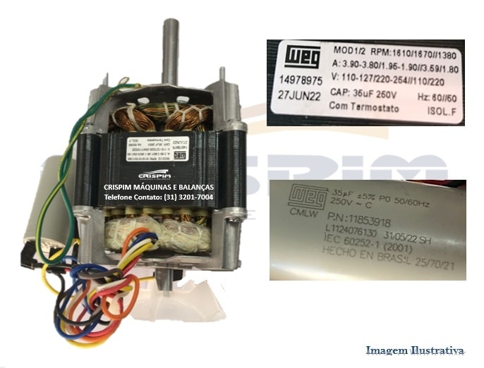 MOTOR 4P 1/2CV 60HZ 127/220V EXTRATOR CROYDON - Foto 1