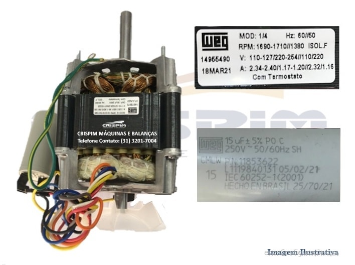 MOTOR 4P 1/4CV 60HZ 127/220V EXTRATOR CROYDON - Foto 1