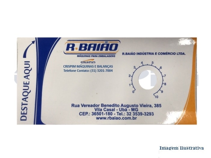 PLACA ADESIVA CONT. PLACA R. BAIÃO ESCALA 0 A 10 - Foto 1