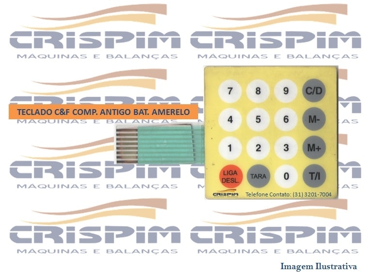 TECLADO C&F COMP. BATERIA AMARELO ANTIGO - Foto 1