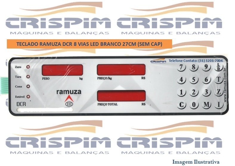 TECLADO RAMUZA DCR 8 VIAS LED BRANCO 27CM (SEM CAP - Foto 1
