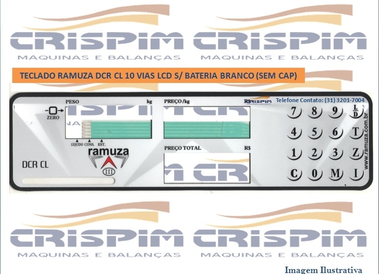 TECLADO RAMUZA DCR CL 10 VIAS LCD S/ BATERIA BRANC - Foto 1
