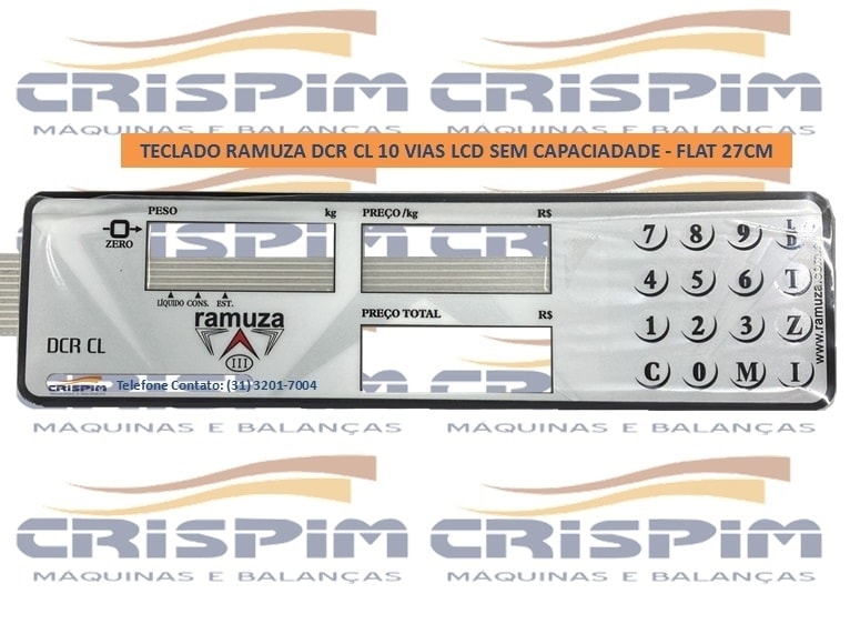 TECLADO RAMUZA DCR CL 10 VIAS LCD BRANCO 27CM (SEM - Foto 1
