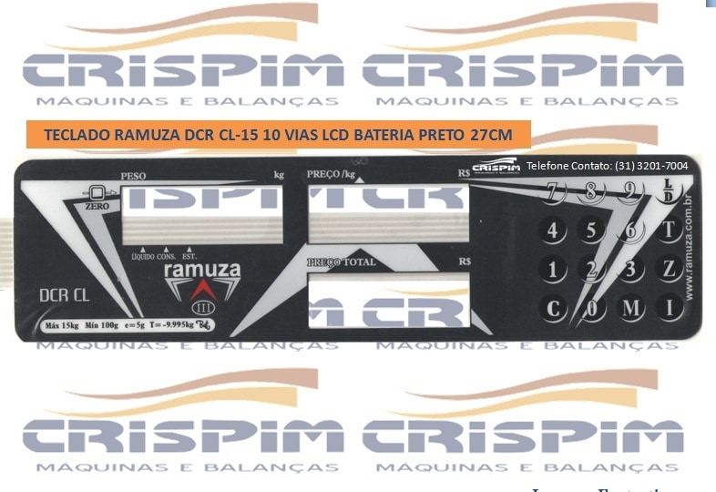 TECLADO RAMUZA DCR CL-15 10 VIAS LCD BATERIA PRETO - Foto 1