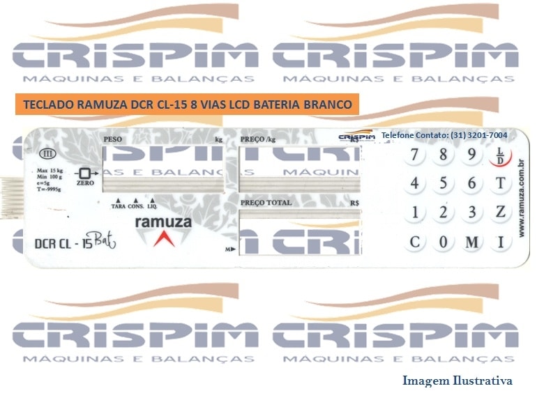 TECLADO RAMUZA DCR CL-15 8 VIAS LCD BATERIA BRANCO - Foto 1
