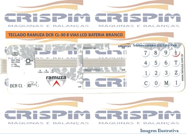 TECLADO RAMUZA DCR CL-30 8 VIAS LCD BATERIA BRANCO - Foto 1