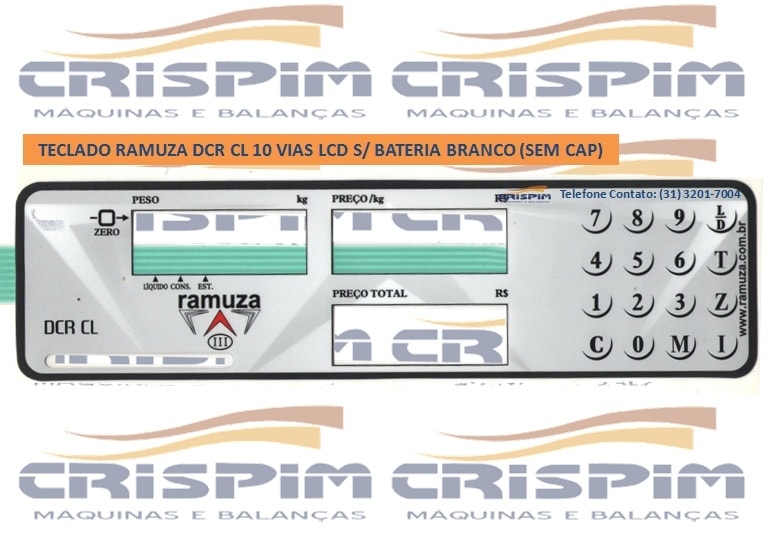 TECLADO RAMUZA DCR CL 8 VIAS LCD BRANCO 27CM (SEM - Foto 1
