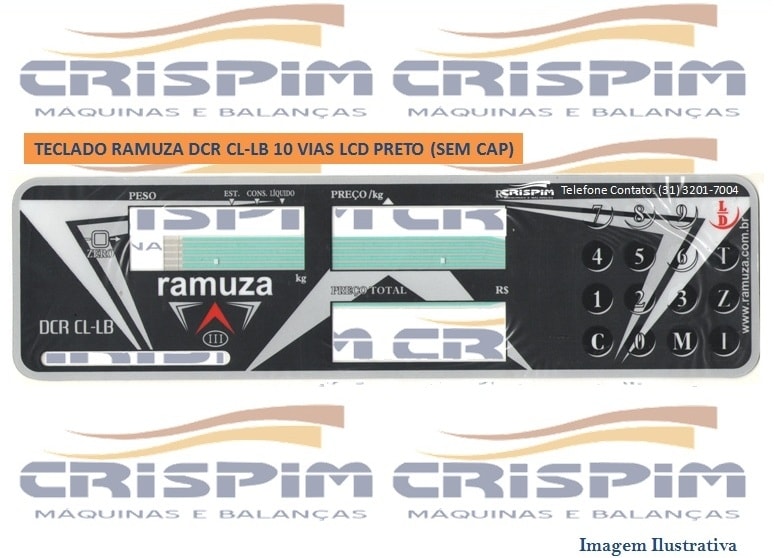TECLADO RAMUZA DCR CL-LB 10 VIAS LCD PRETO (SEM CA - Foto 1