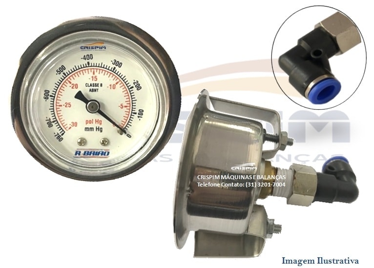 VACUOMETRO MÁQUINA VACUO R.BAIÃO BICO SUCÇÃO - Foto 1