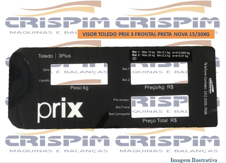 VISOR TOLEDO PRIX 3 FRONTAL PRETA NOVA 15/30KG - Foto 1