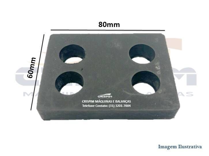 CALÇO DE APOIO TOLEDO (BORRACHA) 80 X 60MM 4 FUROS - Foto 1