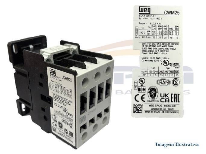 CHAVE CONTATOR CWM25 TRIPOLAR 25A AC3 50/60HZ FORN - Foto 1