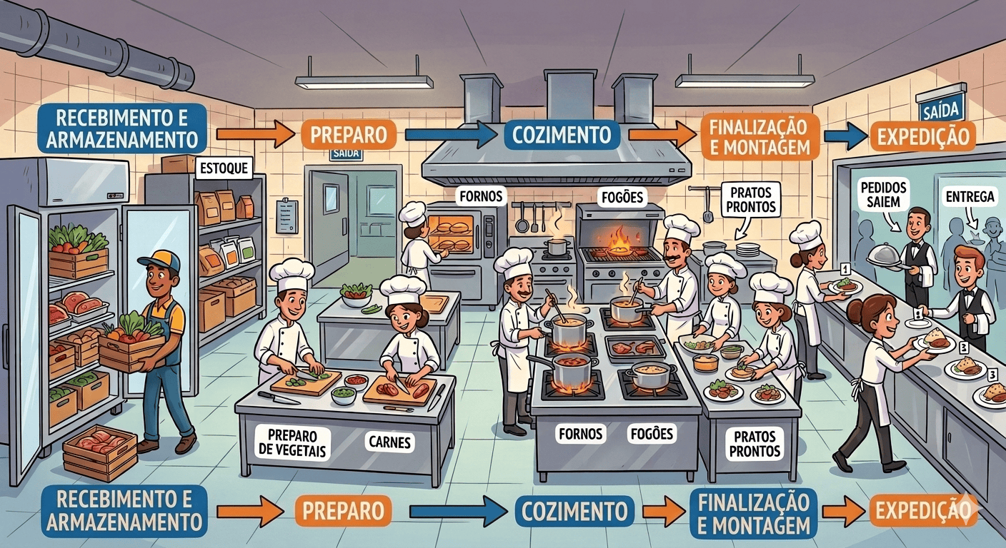 Como organizar o fluxo da sua cozinha industrial para aumentar a produtividade
