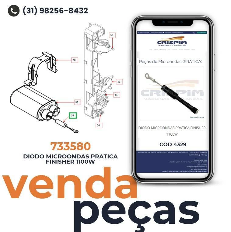 DIODO MICROONDAS PRATICA FINISHER 1100W - Foto 2