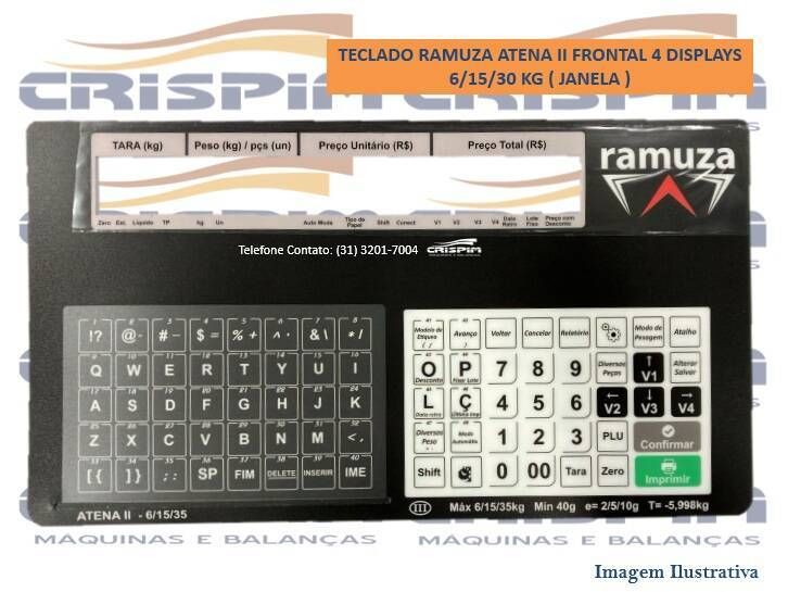 TECLADO RAMUZA ATENA II FRONTAL 4 DISPLAYS 6/15/30 - Foto 1
