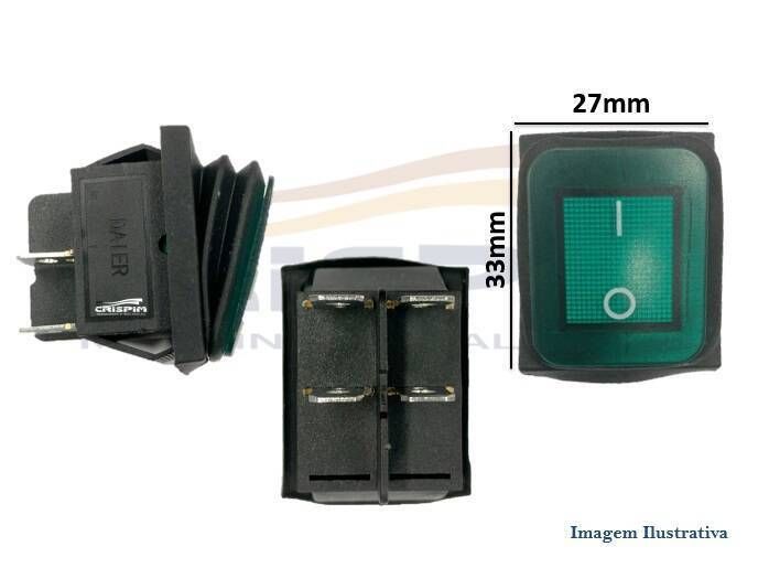 CHAVE L/D 16A 250V VERDE 27X33 C/ILUMINAÇÃO MÁQUIN - Foto 1