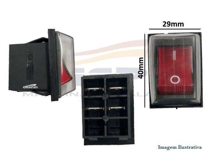 CHAVE L/D 16A 250V VERMELHA 29X40 C/ILUMINAÇÃO FRI - Foto 1