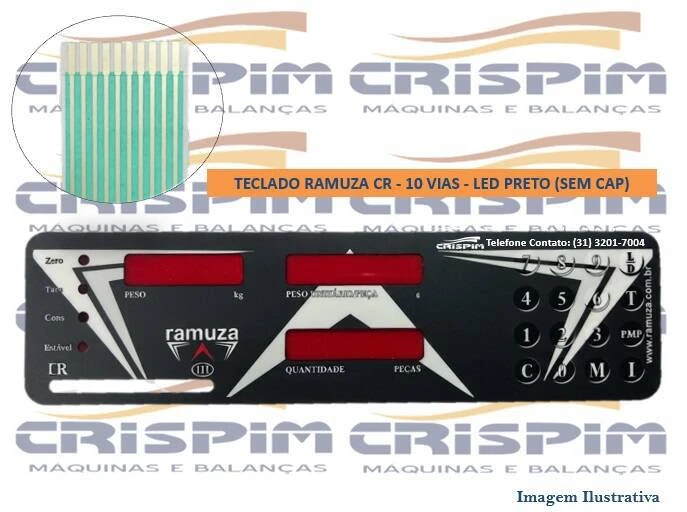 TECLADO RAMUZA CR - 10 VIAS - LED PRETO (SEM CAP) - Foto 1