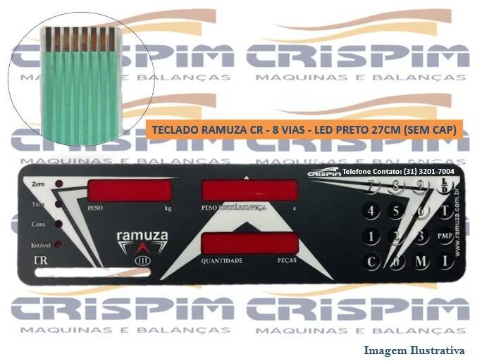 TECLADO RAMUZA CR - 8 VIAS - LED PRETO 27CM (SEM C - Foto 1