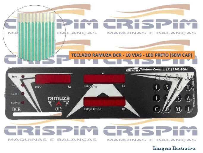 TECLADO RAMUZA DCR - 10 VIAS - LED PRETO (SEM CAP) - Foto 1