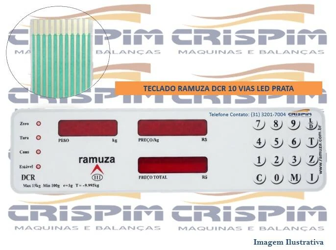 TECLADO RAMUZA DCR 10 VIAS LED PRATA - Foto 1