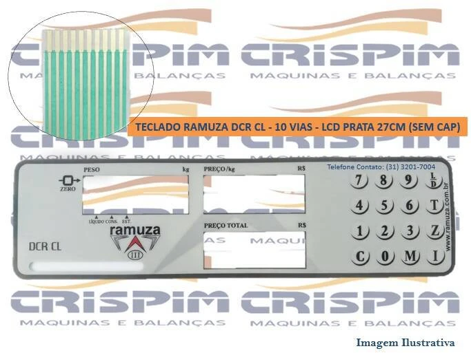 TECLADO RAMUZA DCR CL - 10 VIAS - LCD PRATA 27CM ( - Foto 1