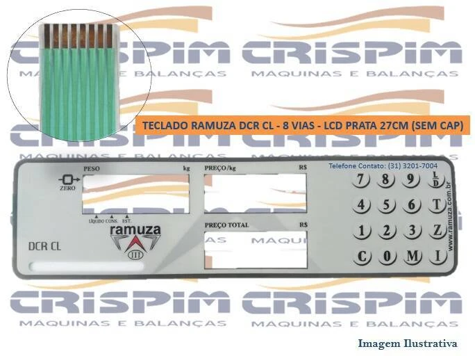 TECLADO RAMUZA DCR CL - 8 VIAS - LCD PRATA 27CM (S - Foto 1