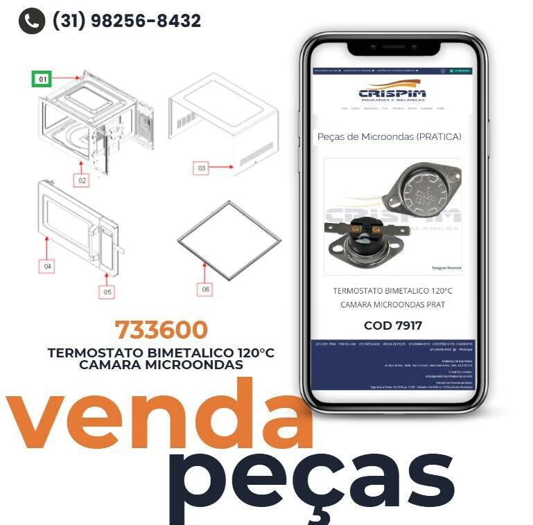 TERMOSTATO BIMETALICO 120°C CAMARA MICROONDAS PRAT - Foto 2