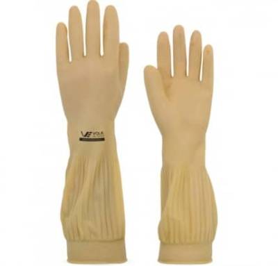 Luva Látex Ranhurada Bege M - Foto 1