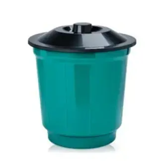LIXEIRA PLÁSTICA 10LT TAMPA PRETA - VERDE - Foto 1