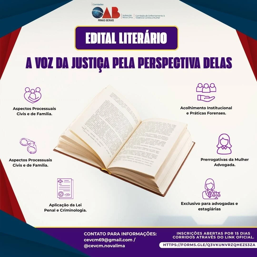 Edital Literário: A Voz da Justiça pela Perspectiva Delas.