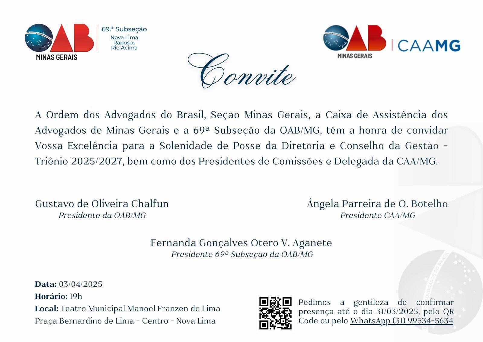 Posse da Nova Diretoria da OAB 69ª Subseção Triênio 2025/2027