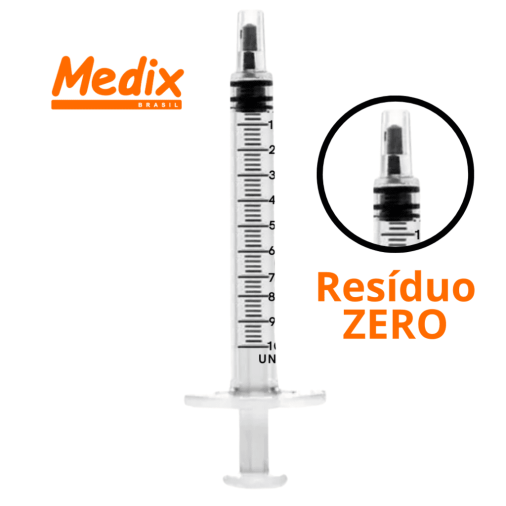 Seringa 1ml slip zero resíduo - Medix - Foto 1