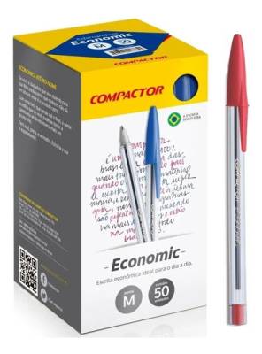 CANETA ESFEROGRÁFICA 50UND COMPACTOR VERMELHA 07 - Foto 1