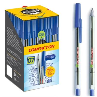 CANETA ESFEROGRÁFICA C/50UND COMPACTOR AZUL 07 - Foto 1