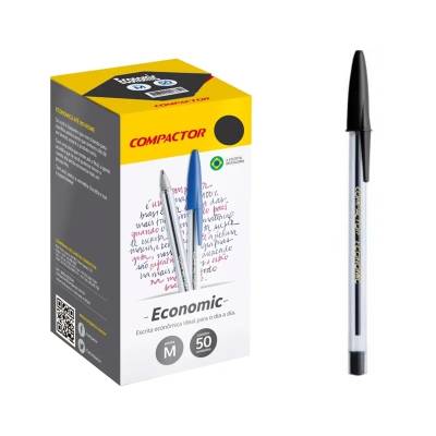 CANETA ESFEROGRÁFICA C/50UND COMPACTOR PRETA 07 - Foto 1