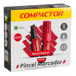 PINCEL PERMANENTE C/12 COMPACTO VERMELHO - Foto 1