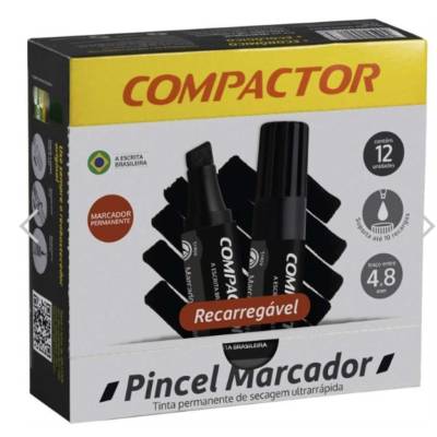 PINCEL PERMANENTE C/12 COMPACTO PRETO - Foto 1